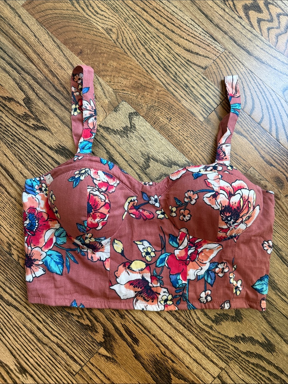 Floral Bustier Crop Top in Dusty Rose